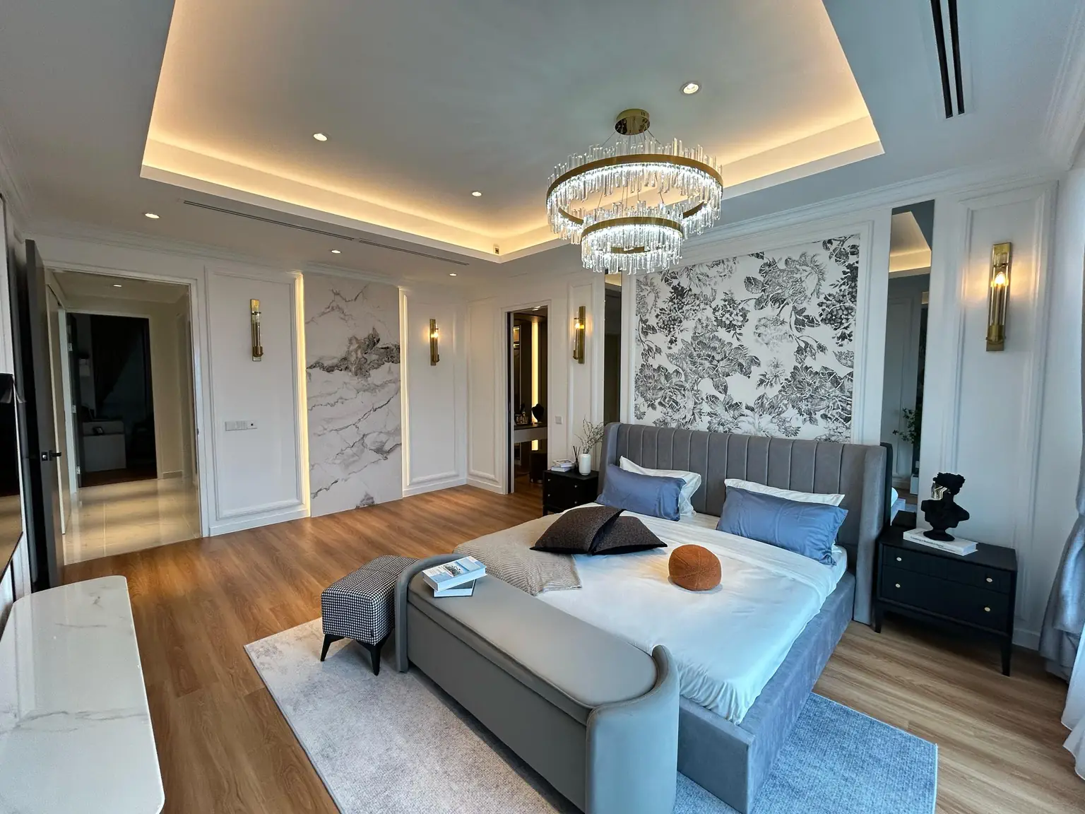 Luxurious master suite bedroom interior at Cappella Embassy